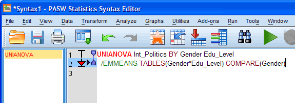 Syntax Editor for Two-way ANOVA