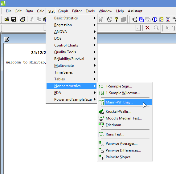 Mann Whitney U Test In Minitab Procedure Output And Interpretation Of The Output Using A Relevant Example