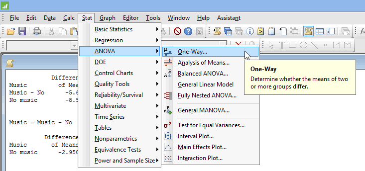 factorial anova minitab express