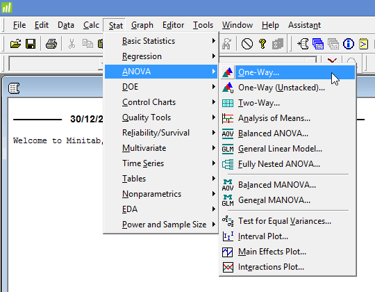 homeogeneity of variance test minitab express