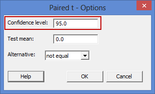 paired z-test minitab 18 for n=30