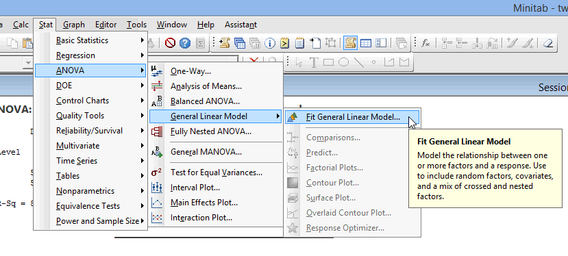 f test minitab