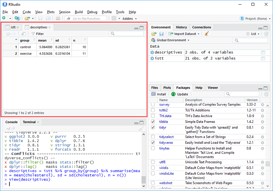 Independent samples t test using R Excel and RStudio page 3