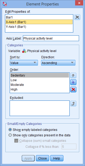 Presents options where you can make changes to the x-axis of your simple bar chart