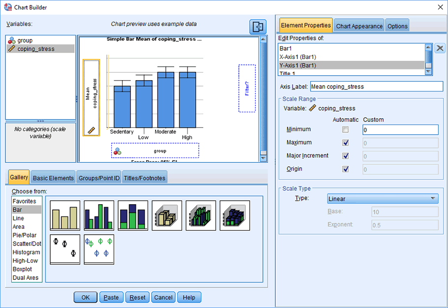 Creating a bar chart using SPSS Statistics Setting up the correct