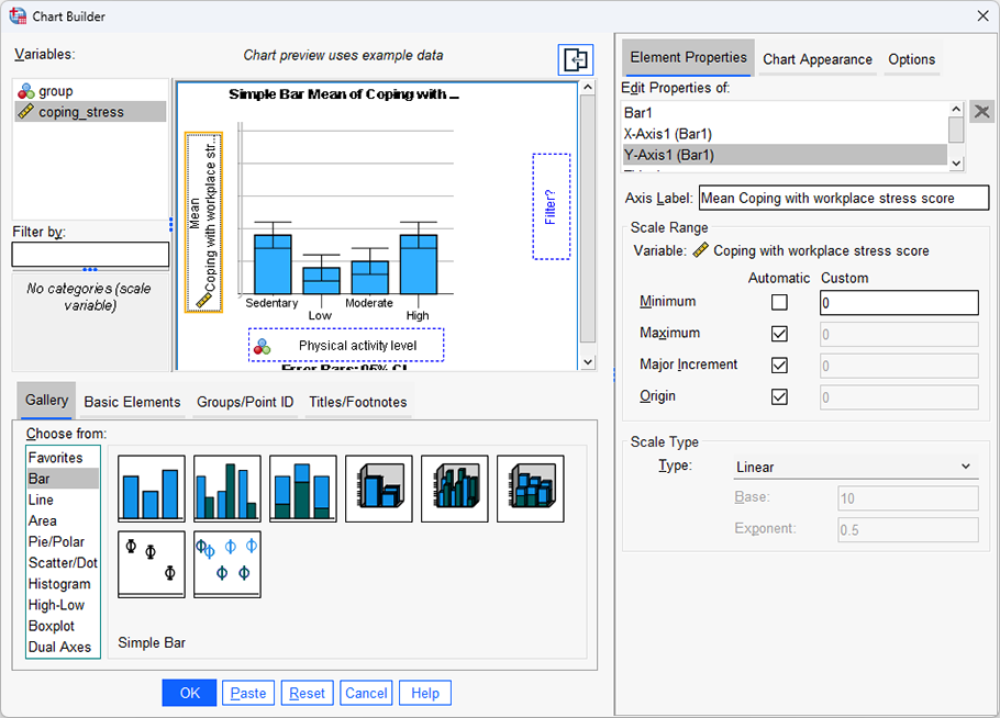 Again, you can now make changes to the y-axis of your simple bar chart