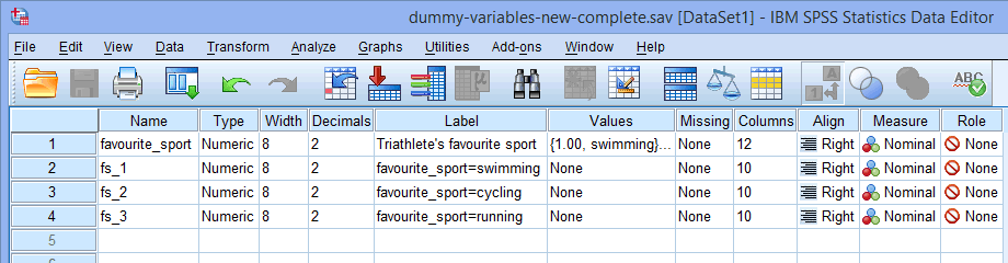 ibm spss version 25 compute dummy not showing