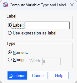 empty 'compute variable: type and label' dialogue box