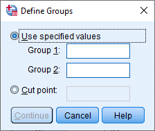 Includes two boxes where you can enter a value for Group 1 and Group 2, discussed in the next step