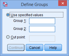 Define Groups Option Box for the Independent T Test