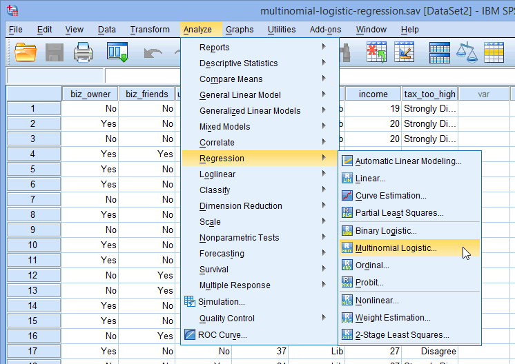 How To Perform A Multinomial Logistic Regression In Spss Statistics Laerd Statistics