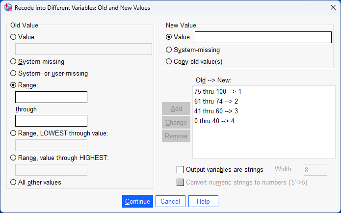 complete setup for all categories displayed