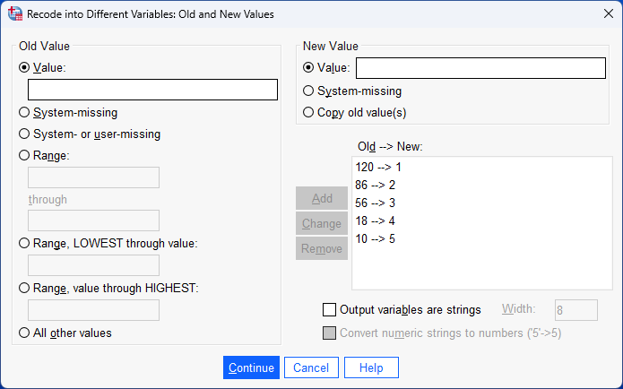 complete setup for all categories displayed