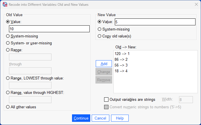 fifth category - '10' and '5' - entered