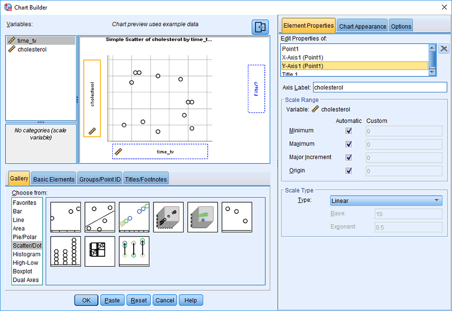 Creating a Scatterplot using SPSS Statistics - setting up the ...