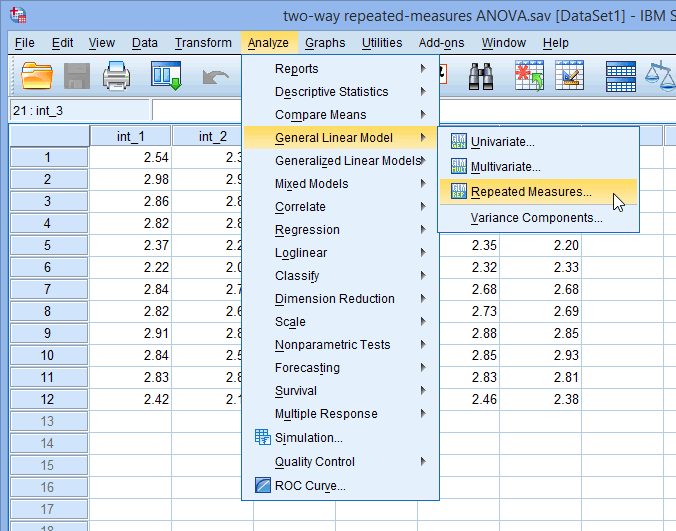 How To Perform A Two Way Repeated Measures Anova In Spss Statistics Laerd Statistics