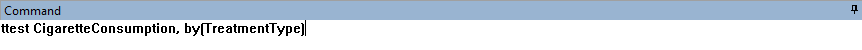 Command box for the independent t-test in Stata