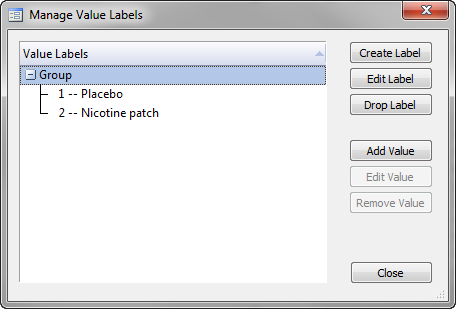 Managing value labels within the data editor for the independent t-test in Stata