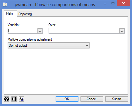 Pairwise comparisons for the one-way ANOVA main options box Pairwise comparisons for the one-way ANOVA main options box