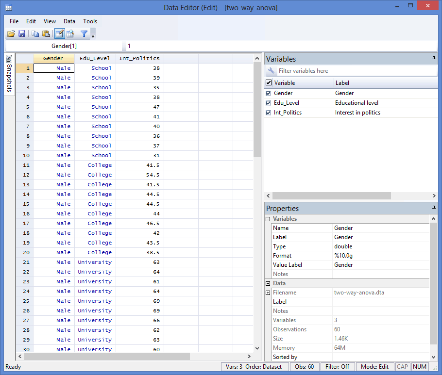 how to set up two way anova in excel