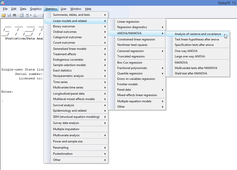 Two-way ANOVA in Stata - Step-by-step procedure including testing of | Laerd Statistics