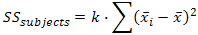 Formula for Sum of Squares for Subjects