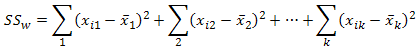 Formula for Sum of Squares for Within Groups