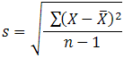 Sample standard deviation formula